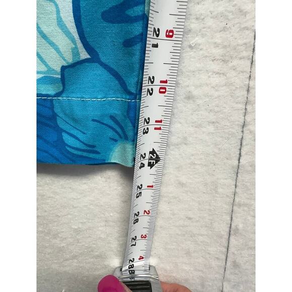 Tommy Hilfiger Blue Green Hawaiin Crop Pants Women Size 14 Stretch Beach Boho - Picture 7 of 12